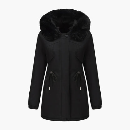 Dam Parkas Vinterjacka med Pälsluva – Elegant Varm Ytterplagg