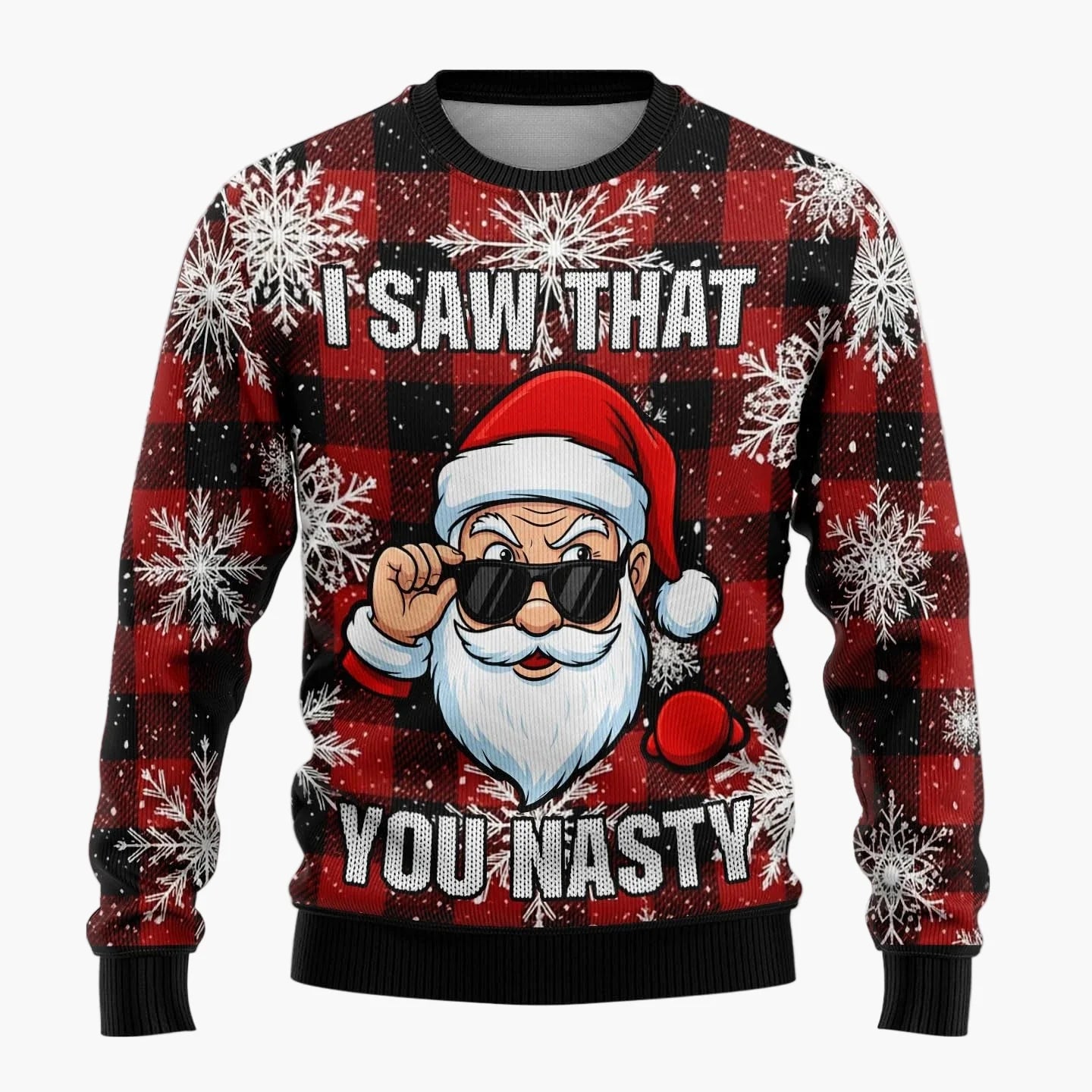 Herr Rolig Jultröja med Skämtsam Tomte och Julgran – Perfekt för Julfester och Ugly Christmas Sweater-tävlingar
