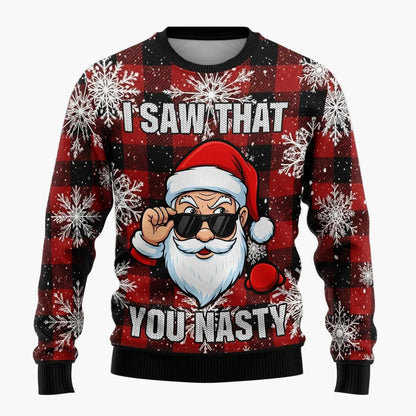 Herr Rolig Jultröja med Skämtsam Tomte och Julgran – Perfekt för Julfester och Ugly Christmas Sweater-tävlingar