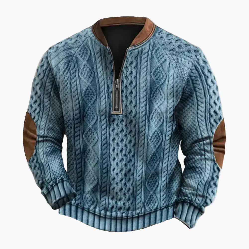 Herr Tröja Halvdragkedja Rhombusmönstrad Patchwork Stil Vardags- och Sportig Pullover