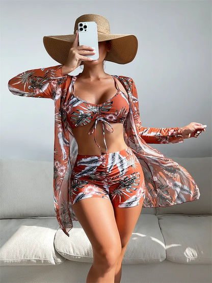 Mary – Modernt Högmidjat Dam Bikini med Långa Ärmar