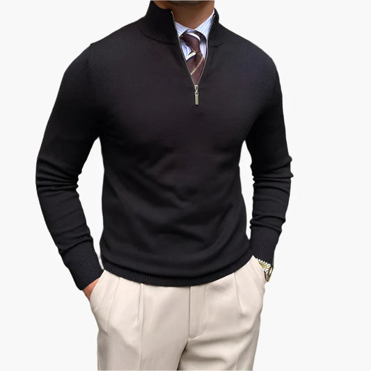 Herrtröja med halv dragkedja – Elegant och mångsidig stickad pullover för arbete och fritid