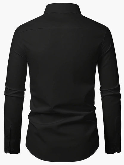 Herr Skjorta Slim Fit Elegant Festkläder Vardagsstil