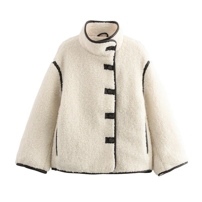 Dam Teddy Oversize Jacka – Trendig och Mysig Vinterjacka för Stad och Fritid
