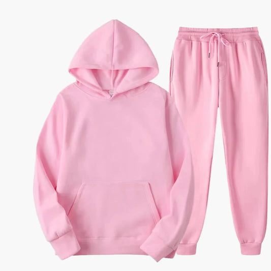 Damers avslappnat hoodie- och mjukisbyxset för vardag och fritid