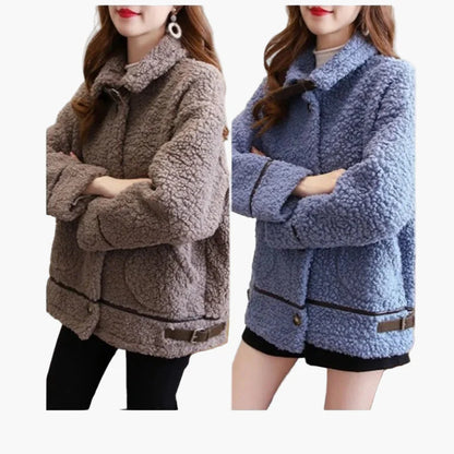 Dams Jacka Teddylook Varm och Trendig – Perfekt för Höst och Vinter
