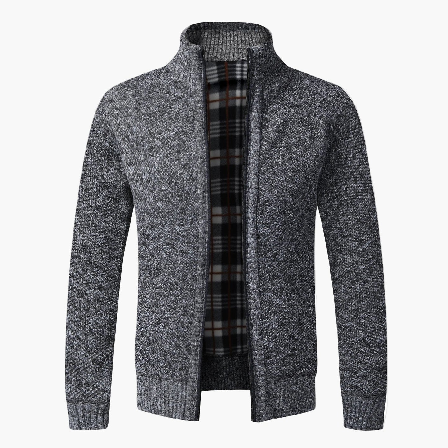 Herrstickad cardigan med dragkedja – elegant och varm höstjacka