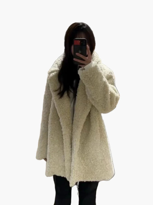 Dam Teddyjacka Oversized Vintermode Vardaglig Stil