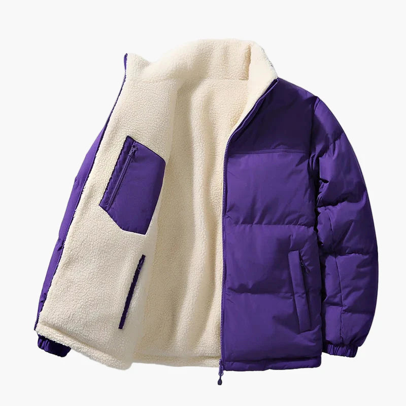 Herr Vinterjacka Lös Passform Urban Stil Varm Fleecefodrad