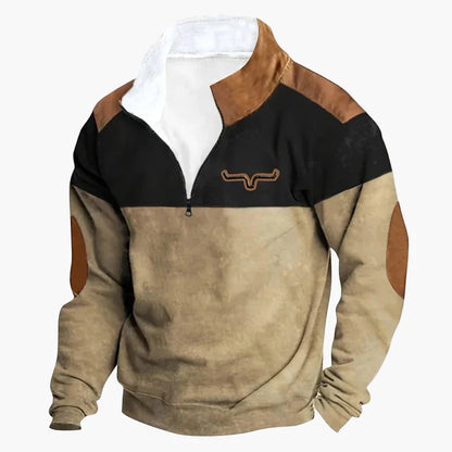 Herrar Western Stil Fleece Halvzip Tröja – Varm och Bekväm för Uteliv
