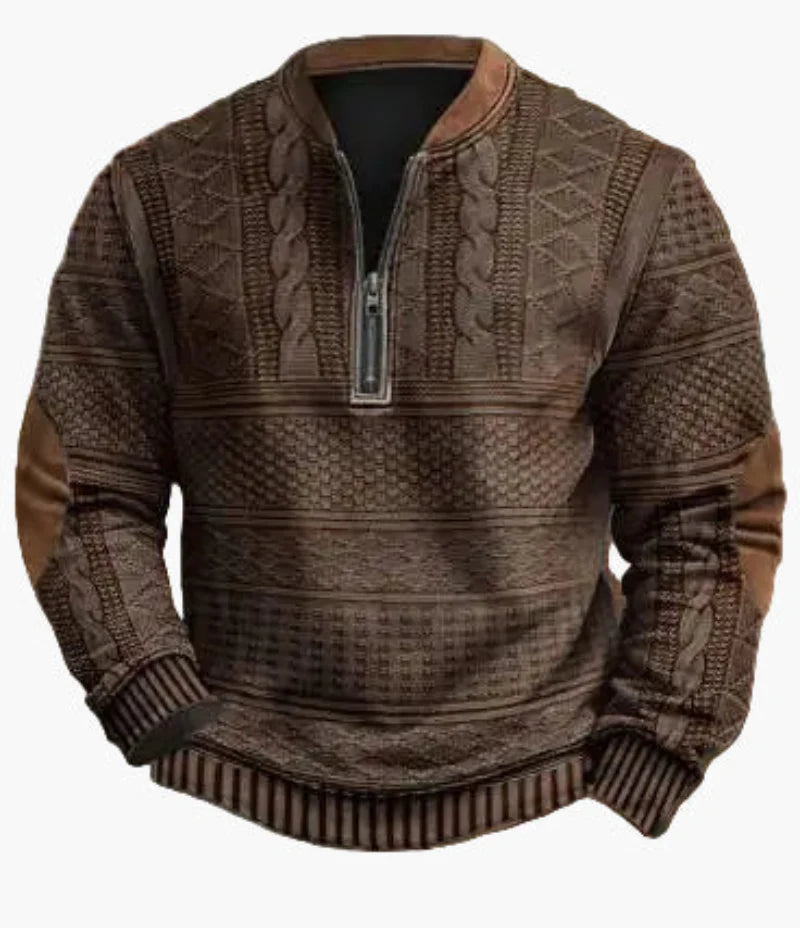 Herr Halvzip Tröja – Varm Stickad Sweatshirt för Höst/Vinter – Modern och Bekväm
