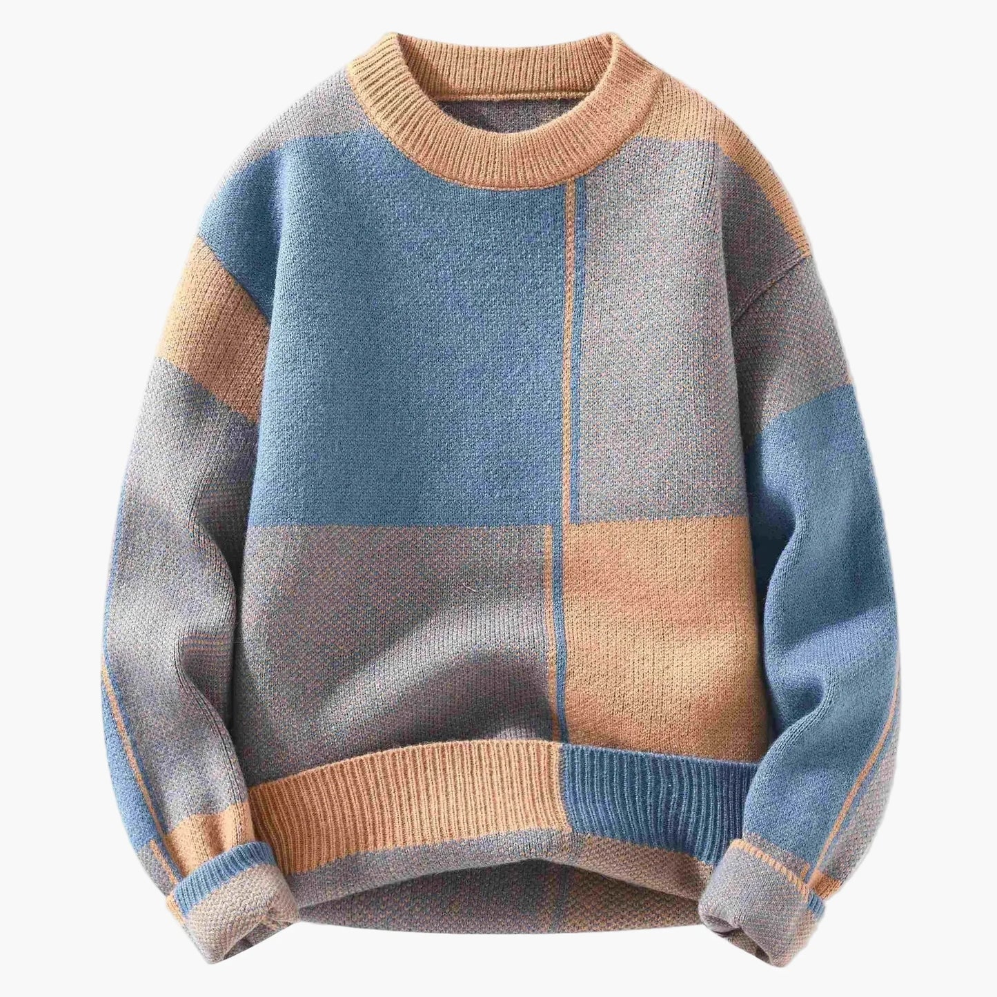Herr Stickad Tröja Rutmönstrad Varm Höst/Vinter Casual