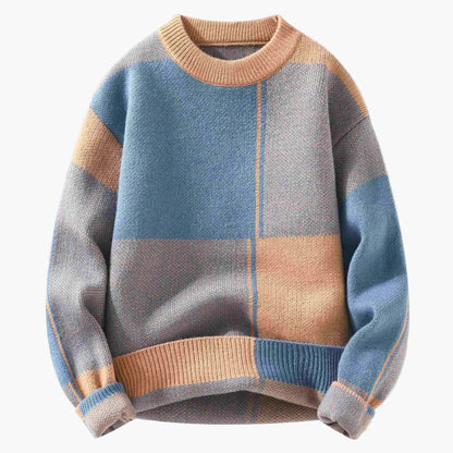 Herr Stickad Tröja Rutmönstrad Varm Höst/Vinter Casual