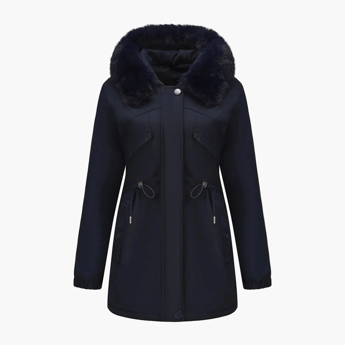 Dam Parkas Vinterjacka med Pälsluva – Elegant Varm Ytterplagg