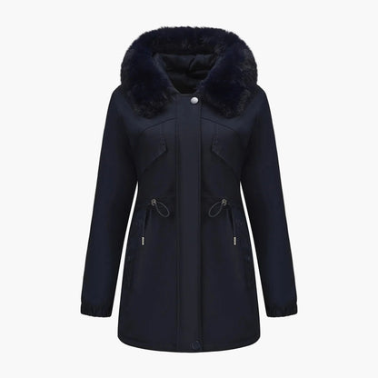 Dam Parkas Vinterjacka med Pälsluva – Elegant Varm Ytterplagg