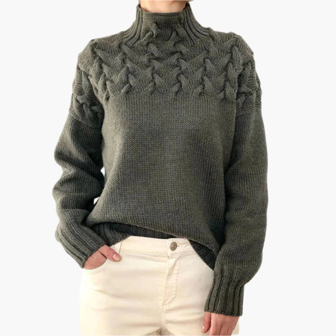 Stickad Polotröja för Dam – Elegant och Varm Lång Modell, Perfekt för Vinter och Fritid
