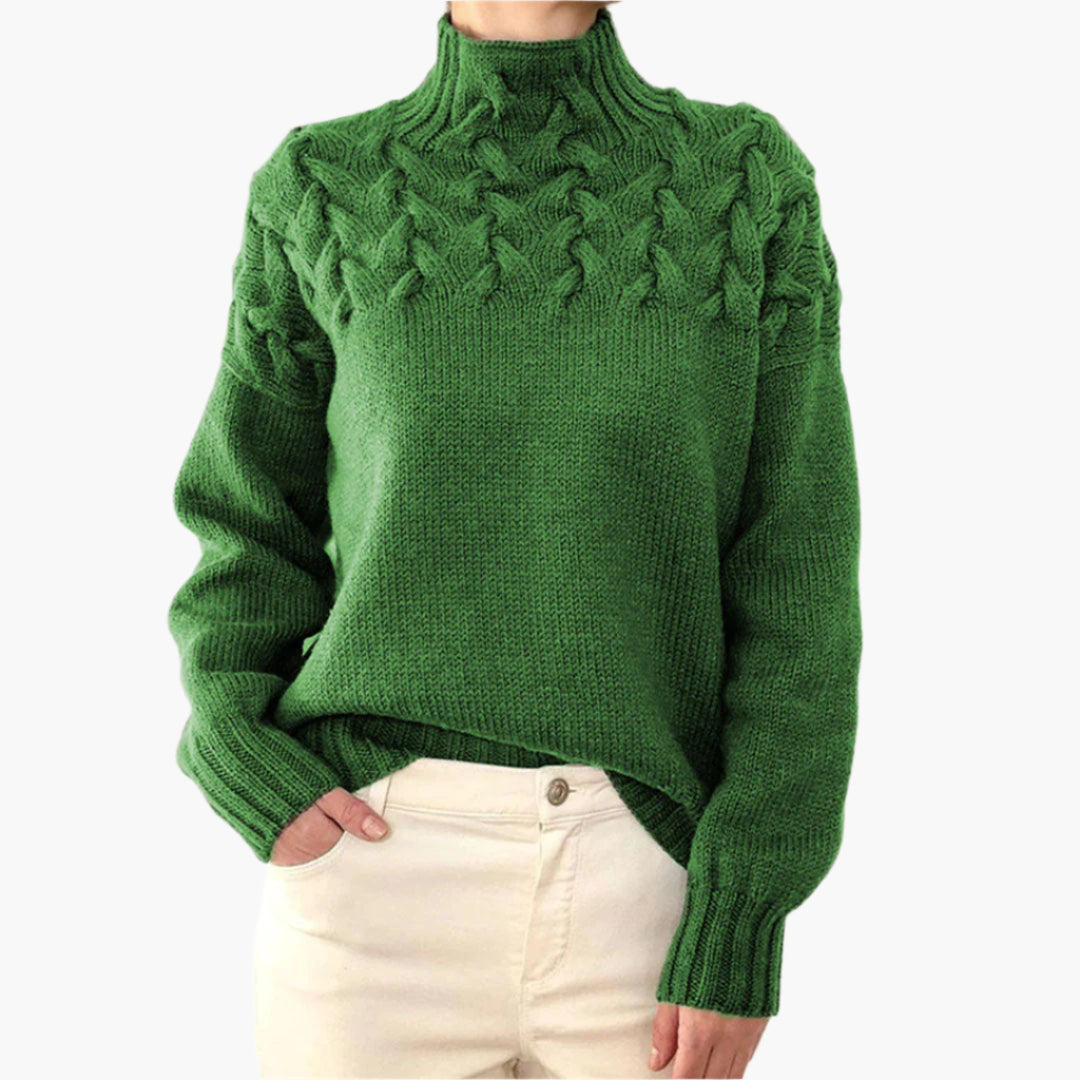 Stickad Polotröja för Dam – Elegant och Varm Lång Modell, Perfekt för Vinter och Fritid