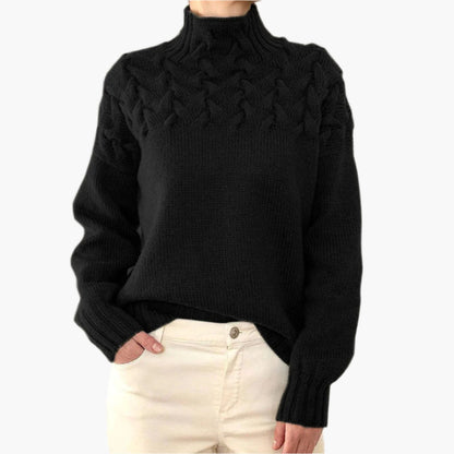Stickad Polotröja för Dam – Elegant och Varm Lång Modell, Perfekt för Vinter och Fritid