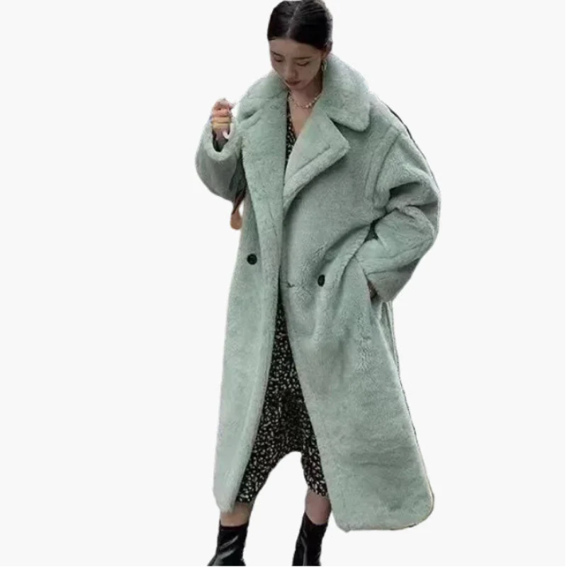 Dam Lång Oversize Teddykappa – Trendig Vinterrock för Vardag och Fest