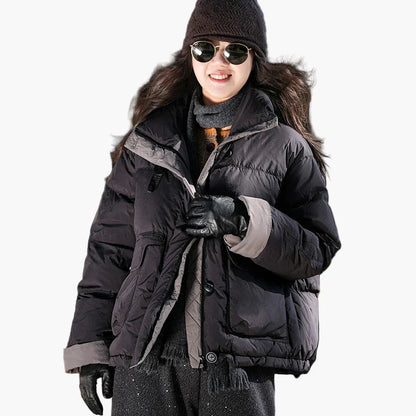 Dam Vinterjacka Kort Puffer Varm Stad & Fritidsstil