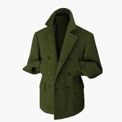 Herr Dubbelknäppt Kavaj – Klassisk Herringbone Vintage Blazer för Fest och Vardag