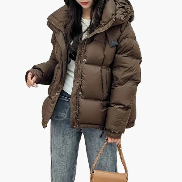 Dam Vinterjacka Puffer Varm och Trendig Fritidsjacka