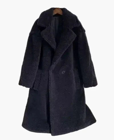 Dam Teddy Pälsrock Lång Oversize Vinterjacka Trendig