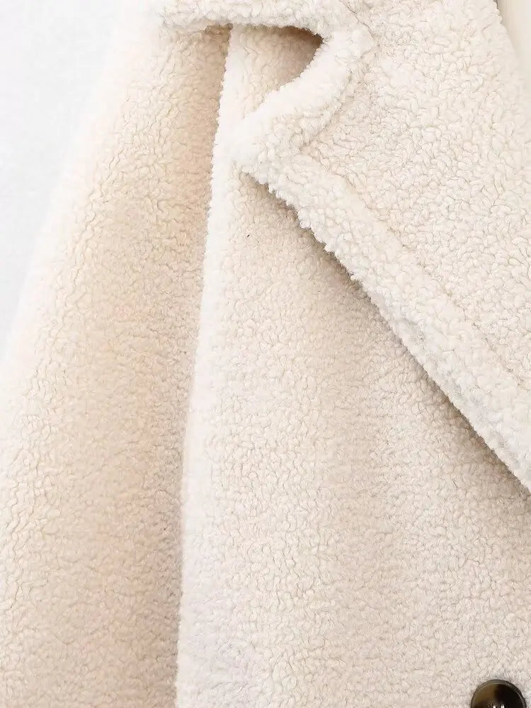 Dam Klassisk Lång Teddy Kappa – Elegant Vinterstil för Vardagsbruk