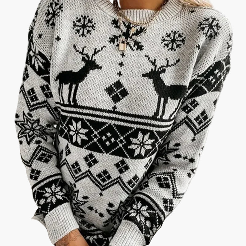 Dam Tröja Julmotiv Renar och Snöflingor Mode Vardagsstil
