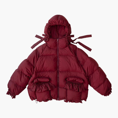 Damjacka Vintage Stil Vadderad Puffjacka för Höst och Vinter – Trendig och Ledig