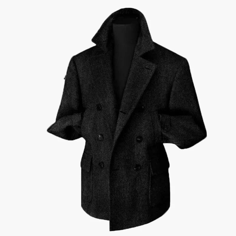 Herr Dubbelknäppt Kavaj – Klassisk Herringbone Vintage Blazer för Fest och Vardag