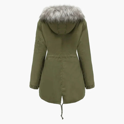 Dam Parkas Vinterjacka med Stor Pälsluva – Elegant Vardagsstil och Värme