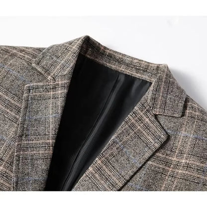 Herr Blazer Kavaj Rutig – Stilren Affärs- och Vardagsjacka