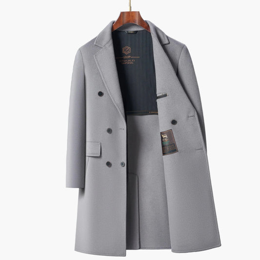 Herr Elegant Dubbelknäppt Kappa för Stil och Vardag