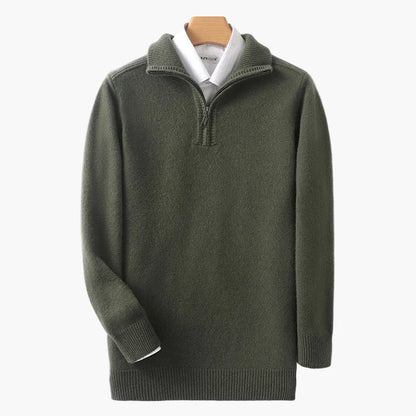 Herr Halvzip Stickad Tröja – Klassisk och Varm Pullover för Vardag och Kontor