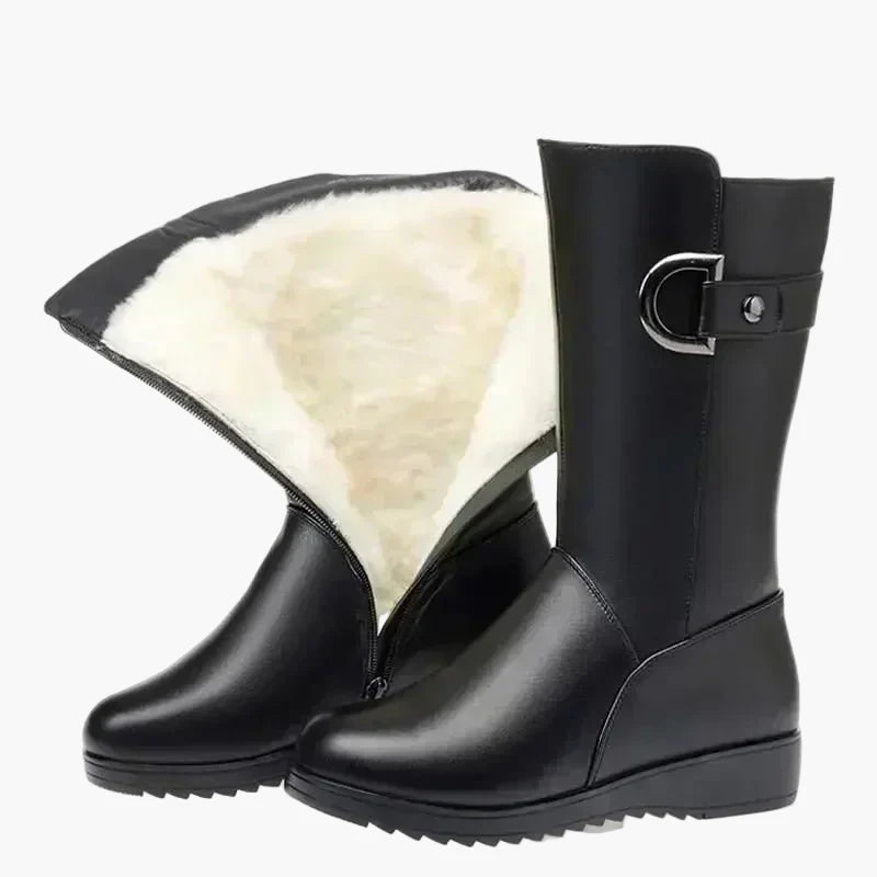 Dam Vinterkängor med Klack och Snörning – Stilrena och Varmfodrade Boots för Höst och Vinter