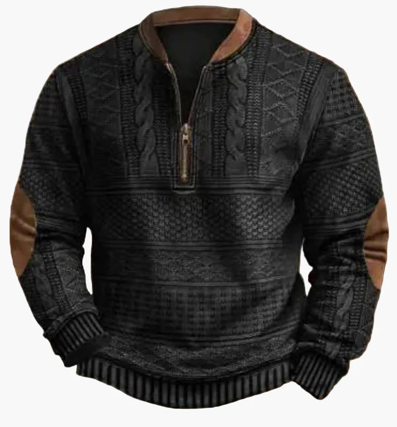 Herr Halvzip Tröja – Varm Stickad Sweatshirt för Höst/Vinter – Modern och Bekväm