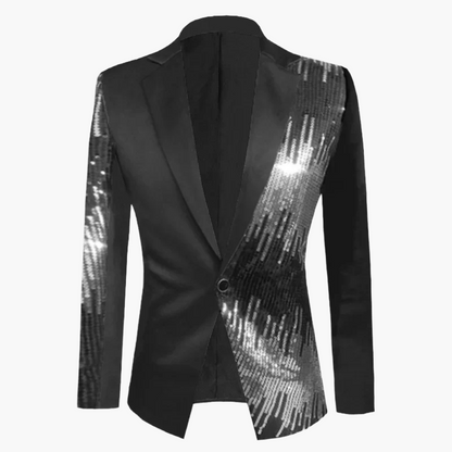 Herrkavaj Fest Blazer med Paljettdetaljer och Unik Design – Perfekt för Kvällsbruk och Evenemang
