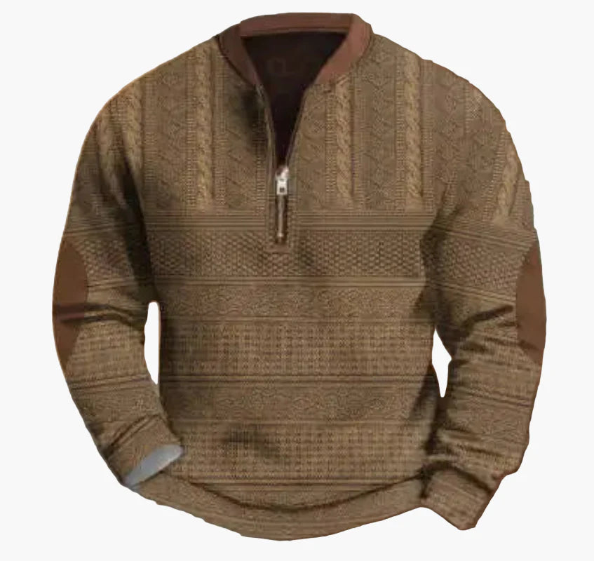 Herr Halvzip Tröja – Varm Stickad Sweatshirt för Höst/Vinter – Modern och Bekväm