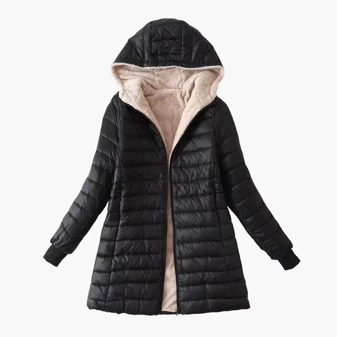 Dam Parkasjacka med Huva – Varm och Lätt Vinterjacka för Elegant Stil