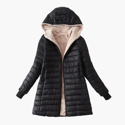 Dam Parkasjacka med Huva – Varm och Lätt Vinterjacka för Elegant Stil