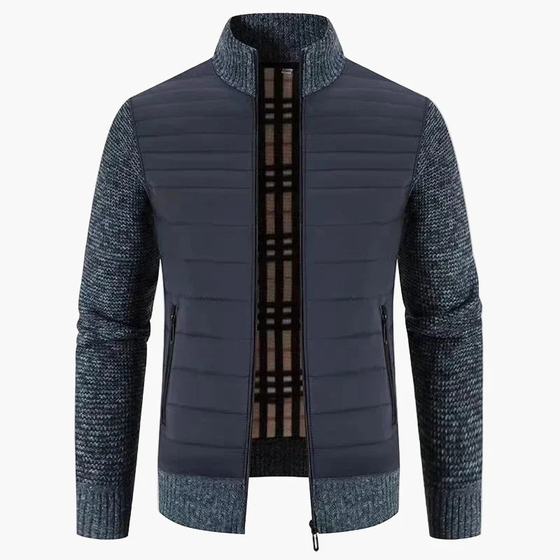 Herrjacka i koreansk stil – Slim Fit, stickad design, perfekt för vardag och höst/vinter