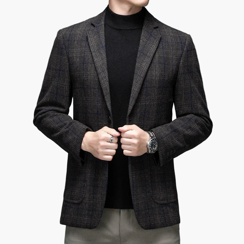 Herr Kavaj – Modern Rutig Blazer för Affär och Fest