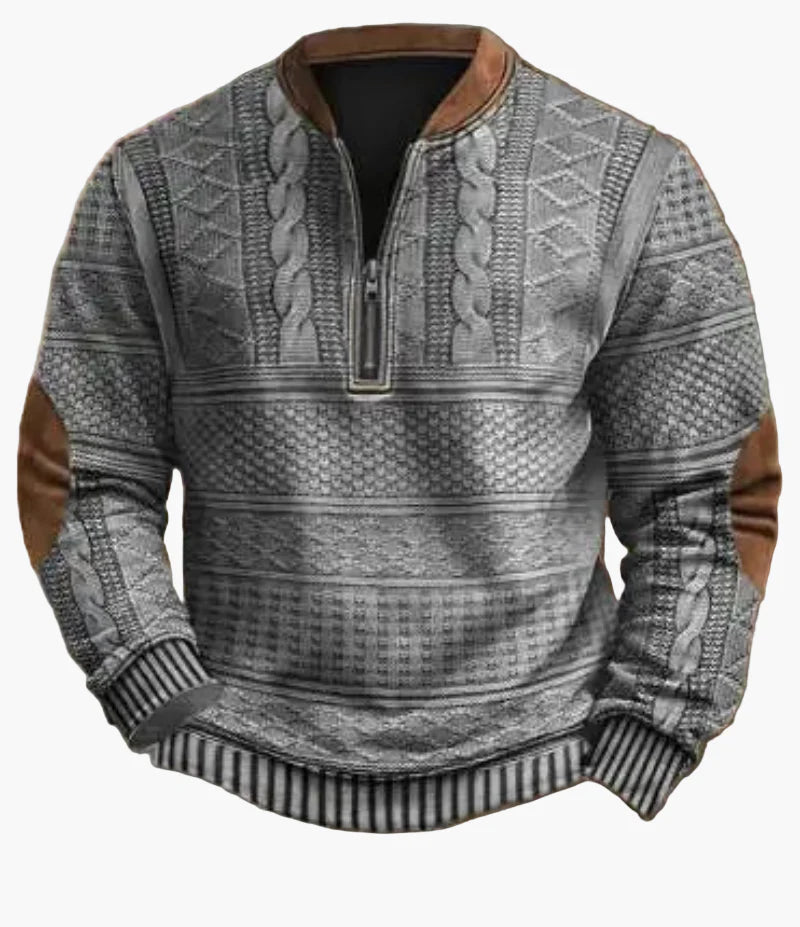 Herr Halvzip Tröja – Varm Stickad Sweatshirt för Höst/Vinter – Modern och Bekväm