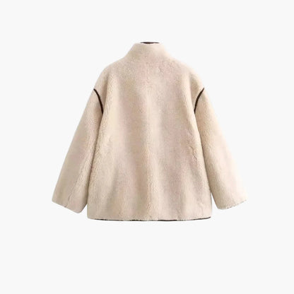Damjacka i trendig teddy-stil för höst och vinter – Elegant ytterjacka med modernt snitt