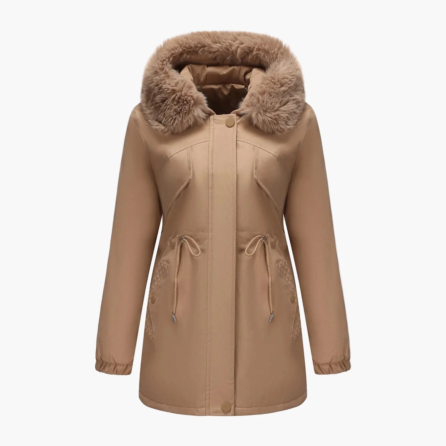 Dam Parkas Vinterjacka med Pälsluva – Elegant Varm Ytterplagg
