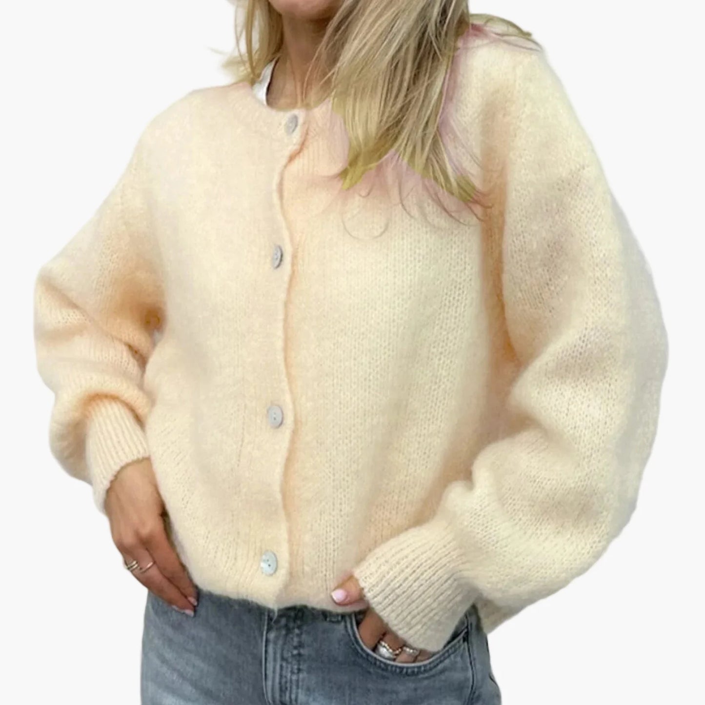 Damstickad cardigan i avslappnad stil – perfekt för vardagsbruk eller kontoret