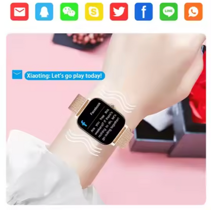 Dam Smartwatch med Hälsomonitorering, Fitness & Sociala Meddelanden – Elegant Stil för Aktiva Kvinnor