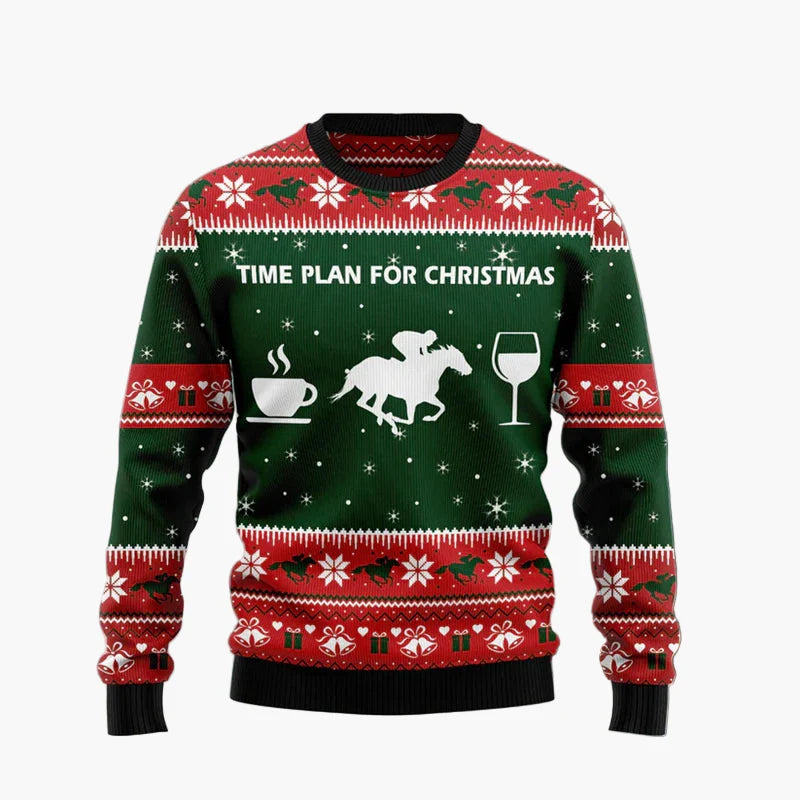 Herr jultröja med rolig hästdesign – Ugly Christmas Sweater för fest och vardag