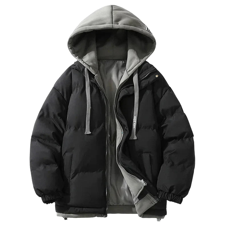 Unisex Vinterjacka med Huva – Trendig och Varm Puffer för Fritid och Stadsliv
